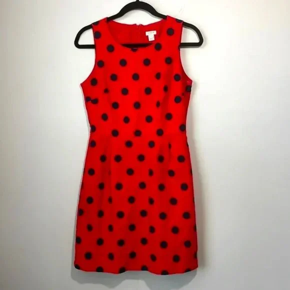 j crew red polka dot dress J. Crew 4 Dress Orange & Black Polka Dot